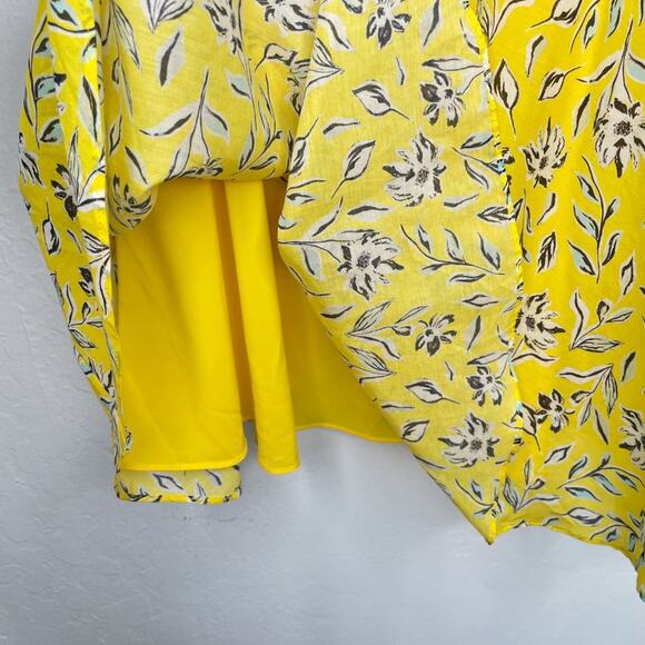 Alice + Olivia Glinda Yellow Floral Cotton Silk Blend Mini Fit and Flare Dress 8 - Picture 11 of 16